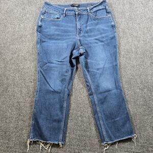 Judy Blue Jeans Women's 18W Blue Cropped Straight Raw Hem Stretch